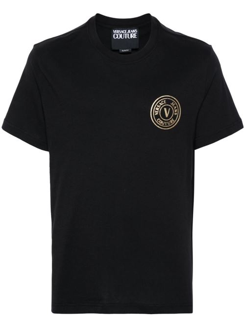 T-shirt uomo maniche corte nera Versace jeans Couture | 77GAHT00CJ00TG89